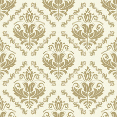 Classic seamless vector golden pattern. Damask orient ornament. Classic vintage background. Orient pattern for fabric, wallpapers and packaging