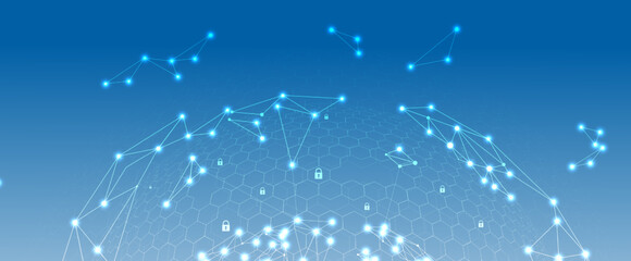 Fototapeta premium Cybersecurity and information or network protection. Future technology web services for business and internet project