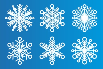 Vector set of christmas white snowflakes design