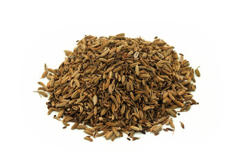 Cumin seed top view on white background