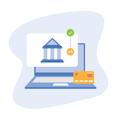 Send and receive money concept. Internet banking transfers electronic funds from bank to bank. Vector illustration