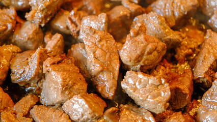 Lightly fried cut venison into pieces for a healthy meal