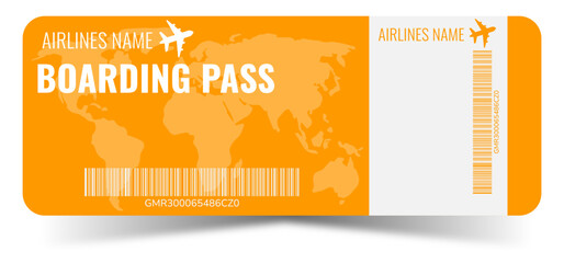 boarding pass. blank ticket template with plane. Concert ticket, lottery coupons. Vector coupon	
