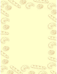 frame with bread vector hand drawn set illustration in graphic style. Vector hand drawn vintage engraving illustration for poster, label and menu bakery shop