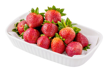 strawberries in a bowl isolated and save as to PNG file