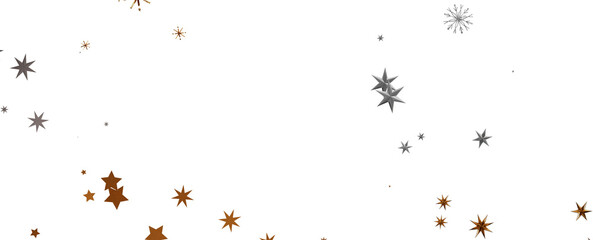 Banner with golden decoration. Festive border with falling glitter dust and stars.