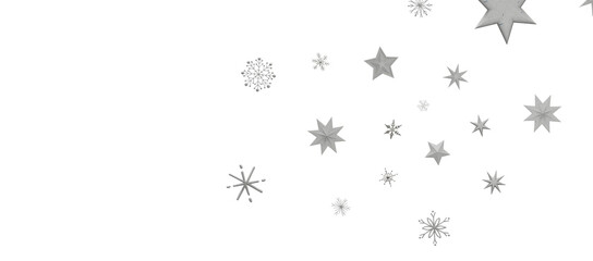 new year pattern. Christmas theme, golden openwork shiny snowflakes, star, 3D rendering.