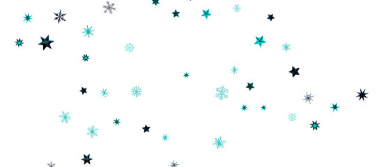 Snowflakes and bokeh lights on the blue Merry Christmas background. 3D render