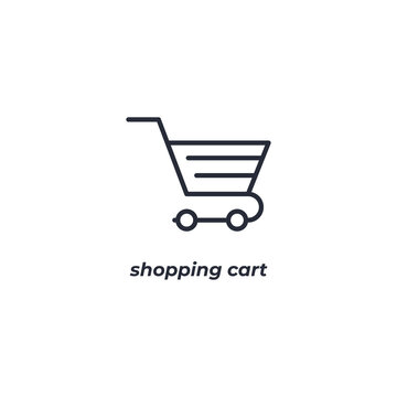 Vector sign shopping cart symbol is isolated on a white background. icon color editable.
