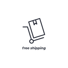 Vector sign free shipping symbol is isolated on a white background. icon color editable.