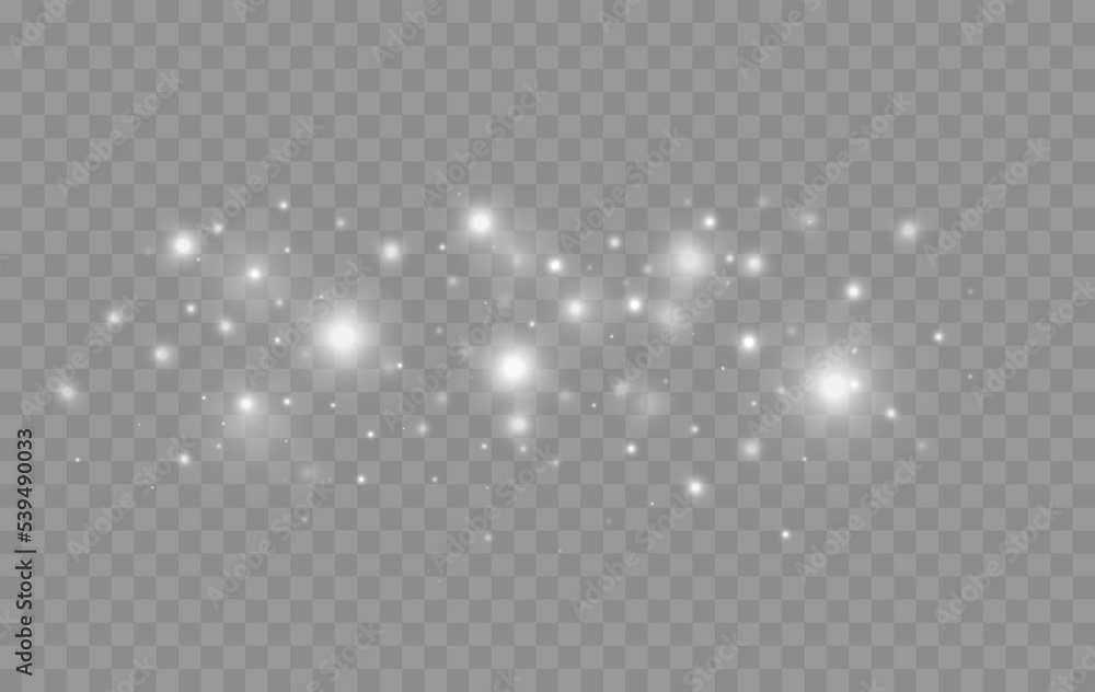 Poster Glowing light effect with many glitter particles isolated on transparent background. Vector starry cloud with dust. Magic Christmas decoration