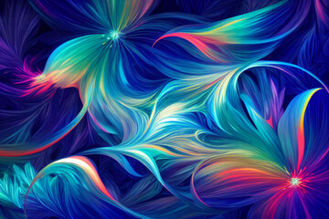 Abstract fractal flower background in rainbow colours. space colorful flowers