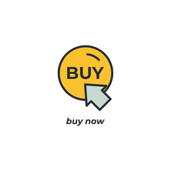 Vector sign buy now symbol is isolated on a white background. icon color editable.