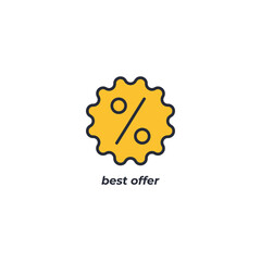 Vector sign best offer symbol is isolated on a white background. icon color editable.
