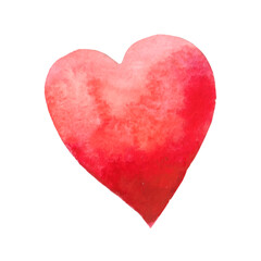 Red watercolor heart with watermelon texture. Decoration for banner, flyer or postcard. Symbol of love and marriage for festival or wedding illustration. Design for summer party or holiday with fruit