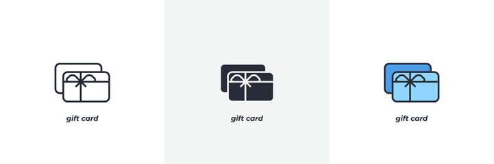 gift card icon. Line, solid and filled outline colorful version, outline and filled vector sign. Idea Symbol, logo illustration. Vector graphics