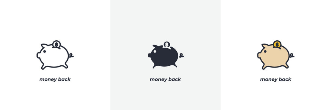 money back icon. Line, solid and filled outline colorful version, outline and filled vector sign. Idea Symbol, logo illustration. Vector graphics