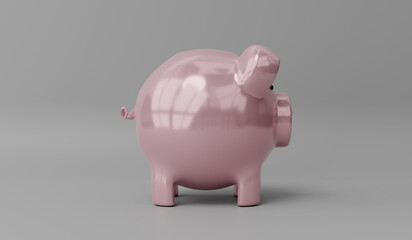Piggy bank isolated on grey background - 3D illustration