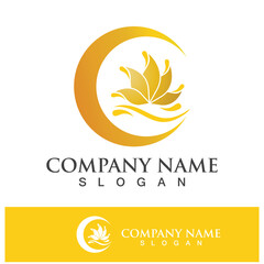 lotus flower logo design vector illustration