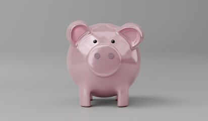 Piggy bank isolated on grey background - 3D illustration