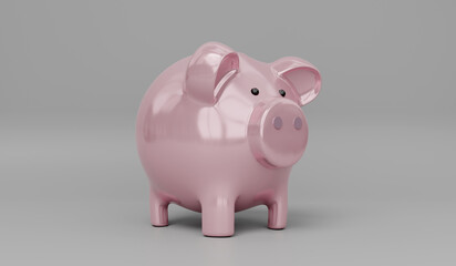 Piggy bank isolated on grey background - 3D illustration