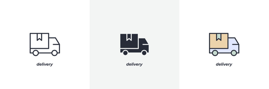 delivery icon. Line, solid and filled outline colorful version, outline and filled vector sign. Idea Symbol, logo illustration. Vector graphics