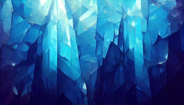 Blue textured crystal wall background. Can be used as wallpaper by ai