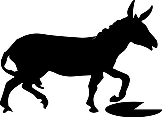 black silhouette of a walking donkey that can be used as a sign post