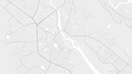 White and light grey Thane city area vector background map, roads and water illustration. Widescreen proportion, digital flat design.