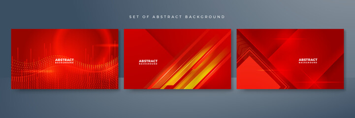 Modern red and orange abstract technology background with digital connection dots, hexagon, speed lights, and lines. Technology particles background. Technology digital hi tech concept background.