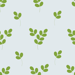 Vector seamless pattern with eucalyptus branches in blue background