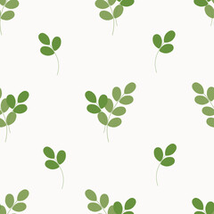 Vector seamless pattern with eucalyptus branches in green background