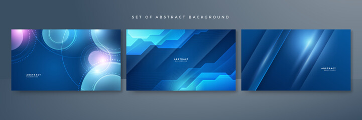Fototapeta premium Set of Futuristic concept business technology blue abstract design background