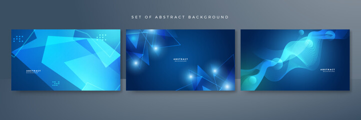 Set of Futuristic concept business technology blue abstract design background