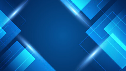 Blue background with various technological elements. Hi-tech computer digital technology concept. Abstract technology communication. Neon glowing lines. Speed and motion blur over dark background.