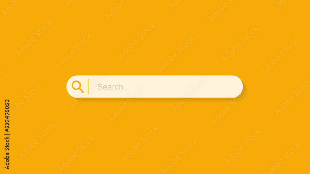 Fototapete search bar design element on orange background. browser button for website and ui design. search for