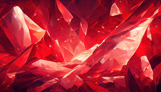 Premium AI Image  A close up of a pile of red crystals with a bright light  generative ai