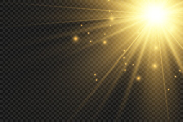 Special lens flash, light effect. The flash flashes rays and searchlight. illust.White glowing light. Beautiful star Light from the rays. The sun is backlit. Bright beautiful star. Sunlight. Glare.