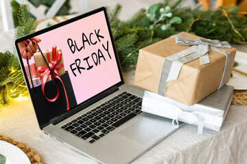 Laptop screen with black friday concept