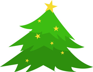 Flat Christmas tree. Pine trees decorated with beautiful lights. For a New Year's Winter Party