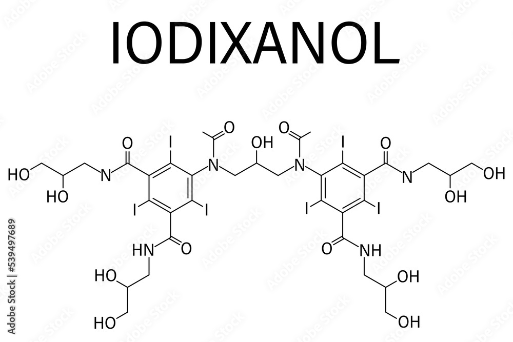 Wall mural Iodixanol contrast agent molecule. Skeletal formula.