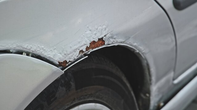 Car Chassis Wheel Arch Damaged With Corrosion Rust