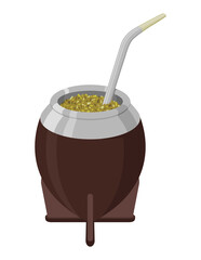 Illustration of an Argentinian mate drink. Argentina Mate tea. Uruguay Mate
