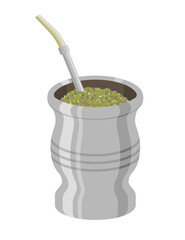 Vectorial illustration of an Argentinian mate tea drink