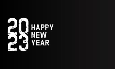 Happy New Year 2023. Grunge lettering on black background isolated vector