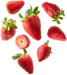 Fotobehang Flying strawberries © Miquel