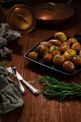 grilled mini potatoes with spices and rosemary