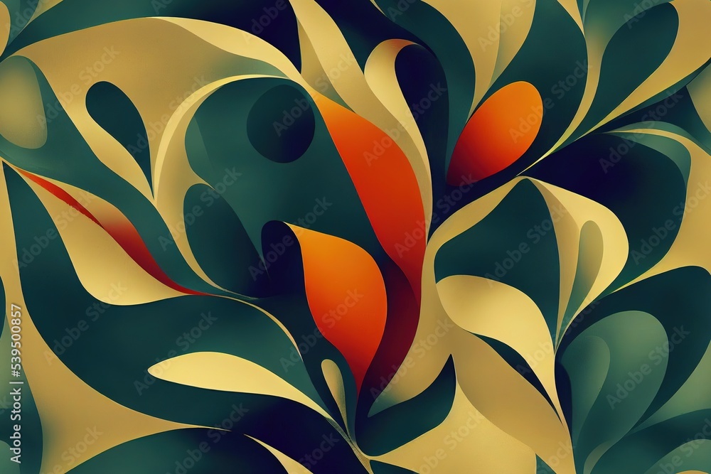Poster decorative digital 3d pattern inspired by autumn season and fall foliage. chaotic muted orange and g