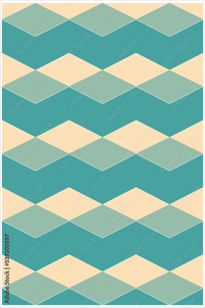 Poster Quiet colored cube background made of triangular patterns with regular patterns arranged vertically. Abstract editable geometry background