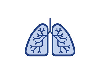 Lungs icon. Blue lines geometric art basic symbol on a white background.